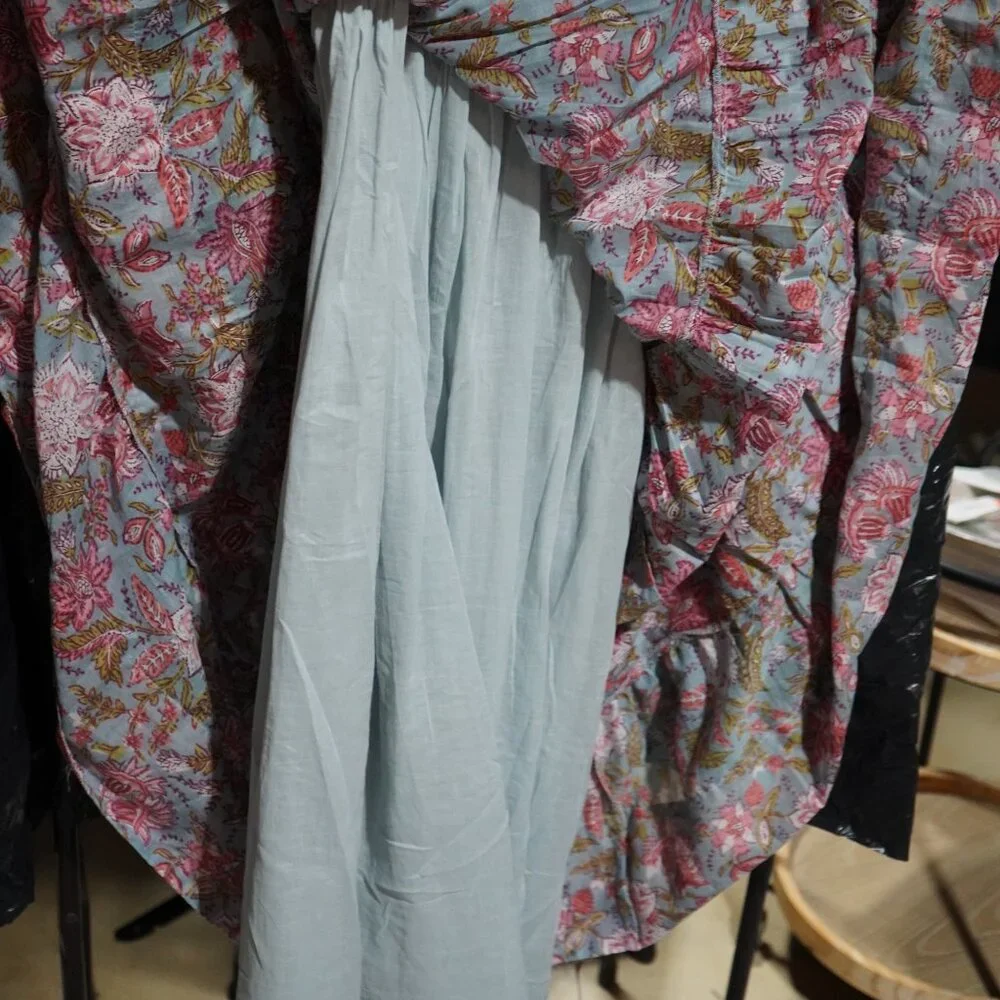 Calypso St. Barth NWT Blue Floral Print Smocked Tiered Maxi Dress XL/TG - Picture 8 of 8